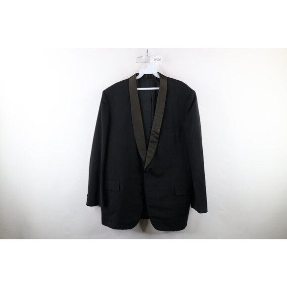 Vintage 60s After Six Mens 44R Distressed Prom Tuxedo Suit Coat Jacket Black USA